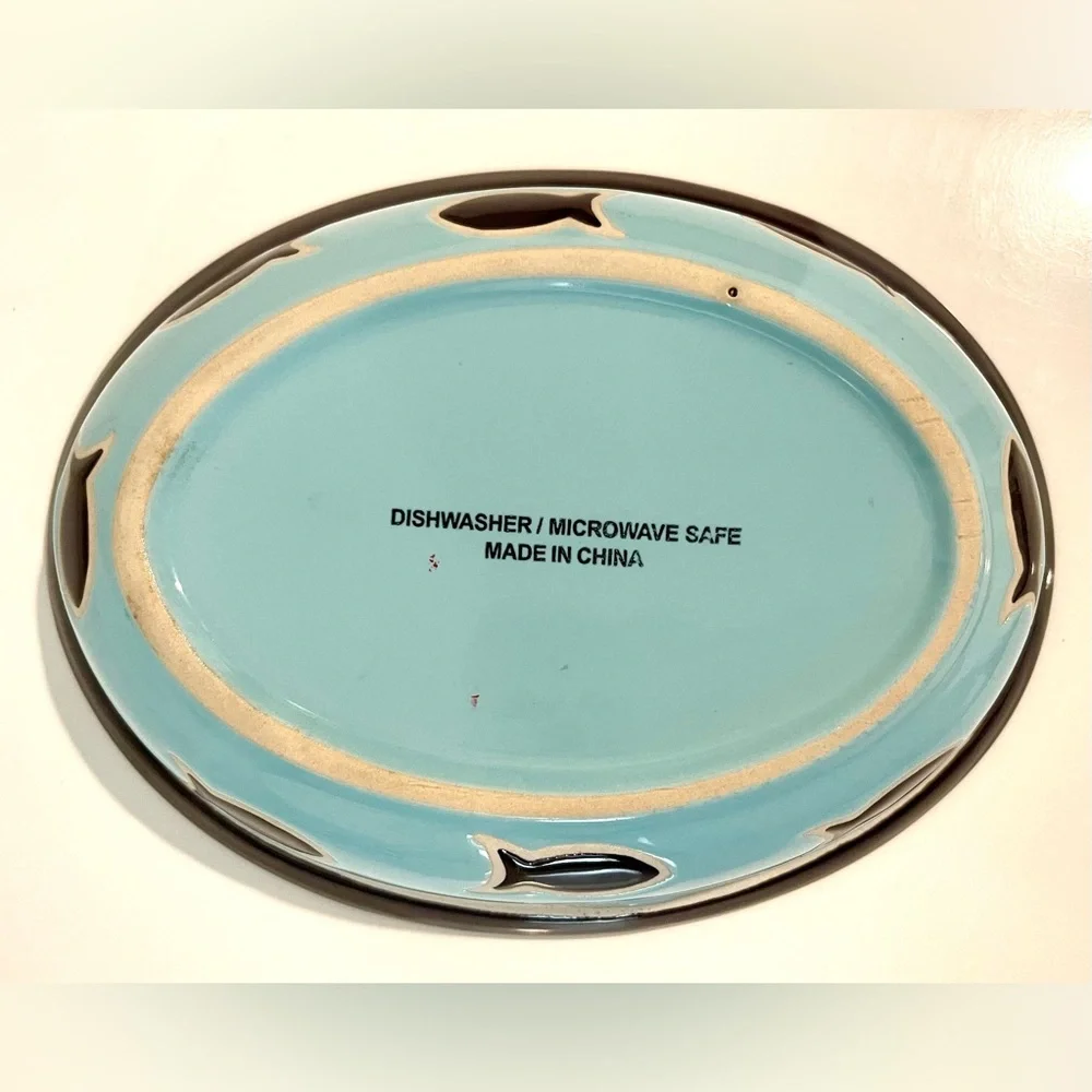 Ceramic Cat Food Bowl in Aqua with Black Cat Silhouette
